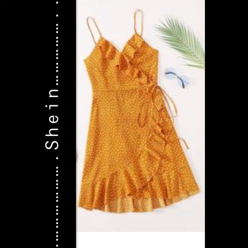 1XL Mustard Yellow Polka dot Sundress Shein